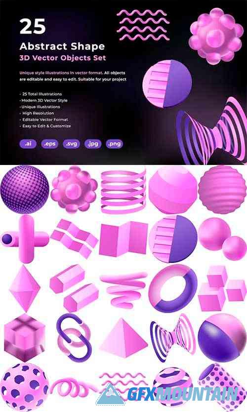 3D Abstract Shape Vector Objects