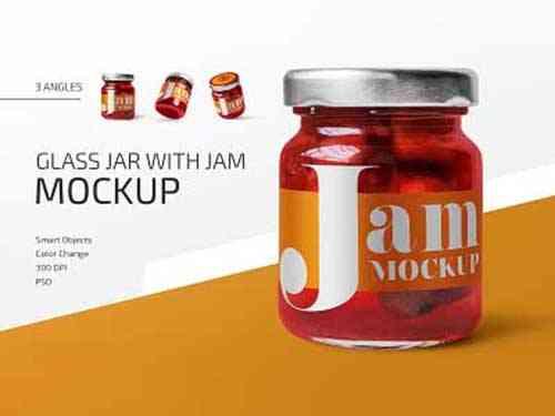 Glass Jar with Jam Mockup Set