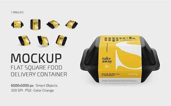 Flat Square Food Container Mockup