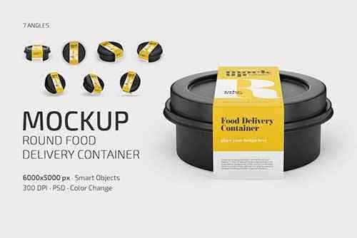 Round Food Delivery Container Mockup