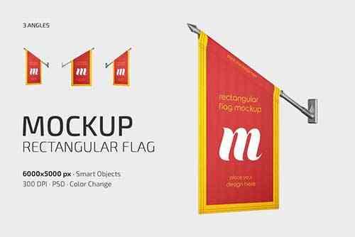Rectangular Flag Mockup Set