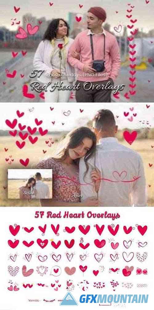 Red Heart Photoshop Overlays