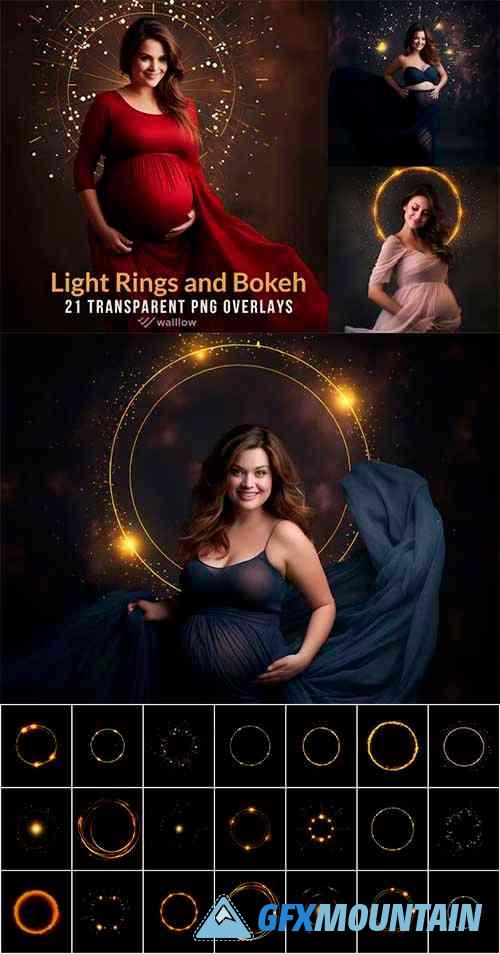 Maternity golden halo light ring overlays