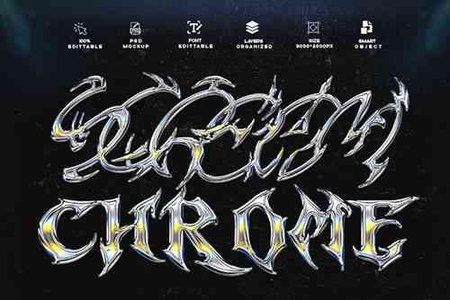 Reflective Chrome Text Effect PSD Photoshop