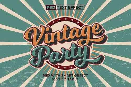 Vintage Party Text Effect Retro Style