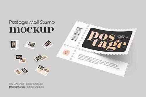 Postage Mail Stamp Mockup Set