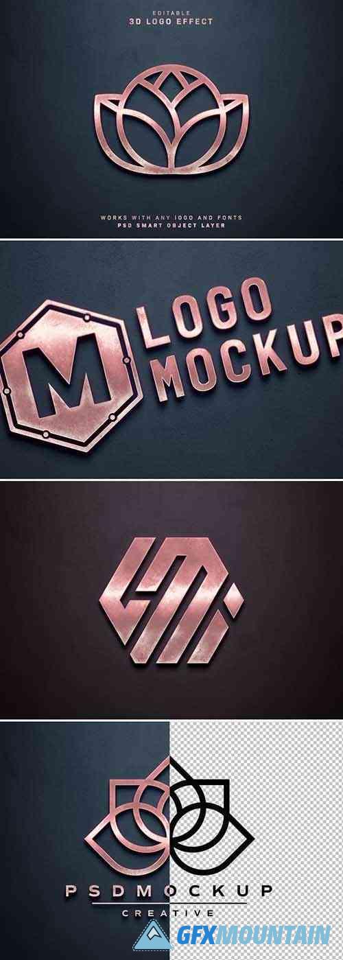 Logo Mockup Old Pink Gold Style Effect