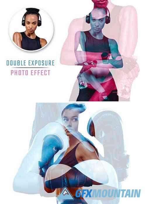Double Color Exposure Photo Effect Mockup