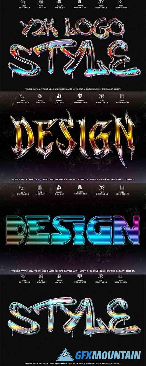 Template Y2k Gradient Chrome Text Effect