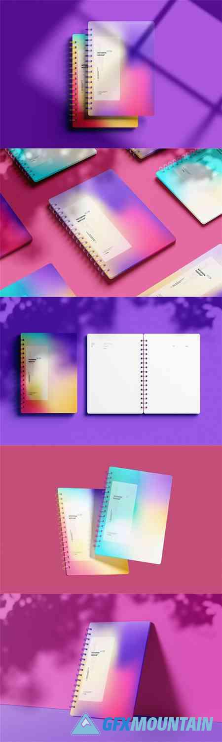 Spiral Notebook With Shadow Overlays - PSD Mockup Templates