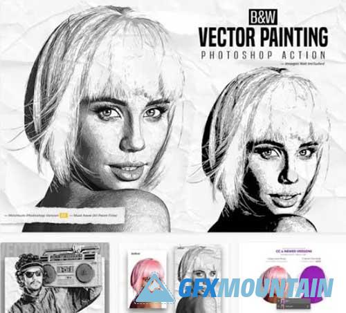 B&W Vector Painting Photoshop Action