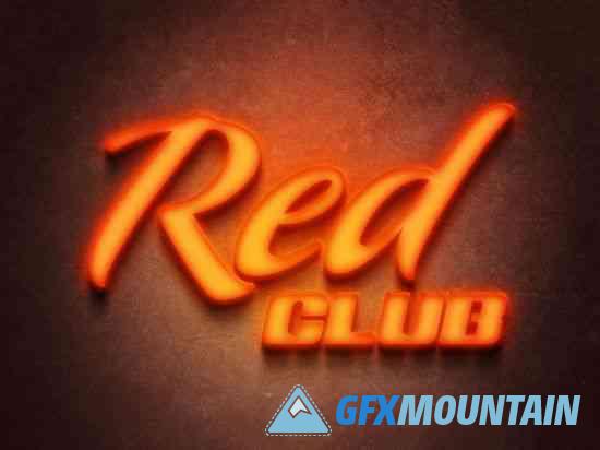 Red Neon Wall Sign Logo Mockup