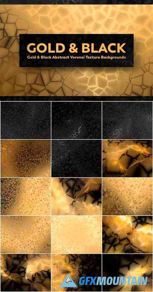 Gold & Black Abstract Voronoi Texture Backgrounds