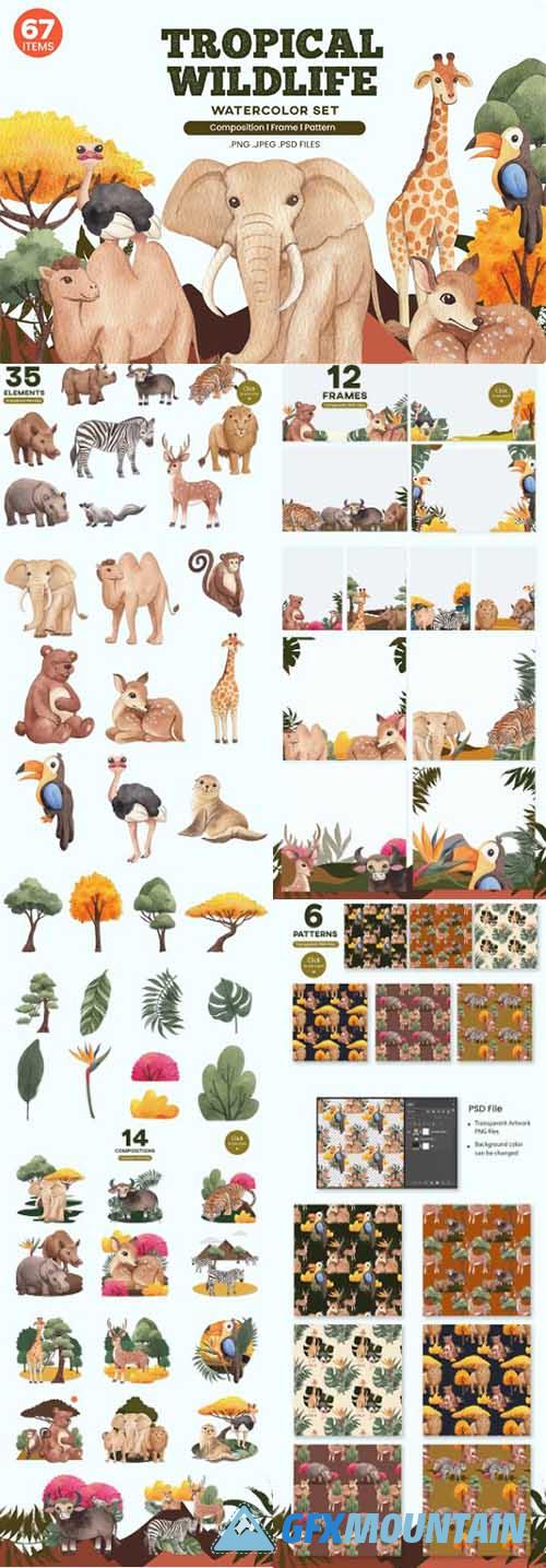 Tropical Wildlife Watercolor