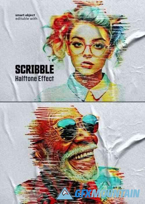 Scribble Halftone Effect