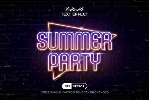 Summer Party Text Effect Neon Style