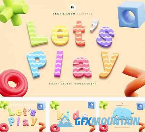 Colorful Kids Toy 3D Text Effect 