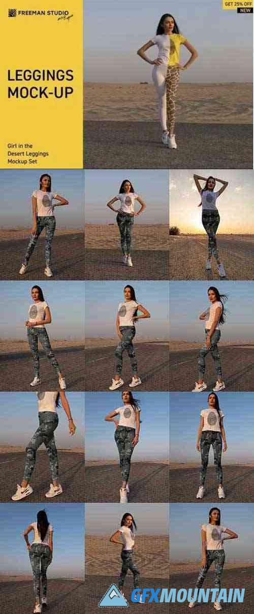 Girl in Desert Leggings Mock-Up Set