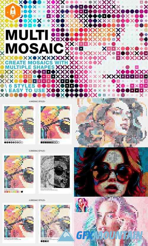 Multi Shape Mosaic Halftone Photoshop Action