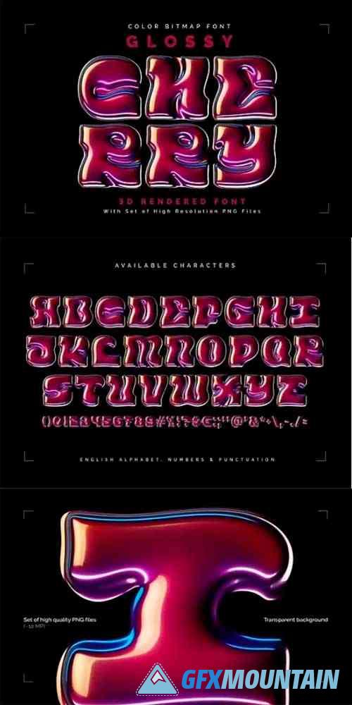 Glossy Cherry - Color Bitmap Font 