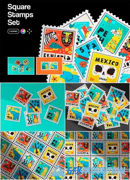 Square Stamps Mockup Set