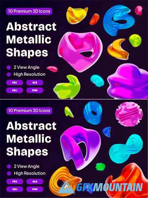 Abstract Metallic Shapes 3D Abstract