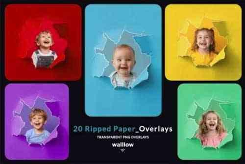 Ripped paper png photoshop overlays