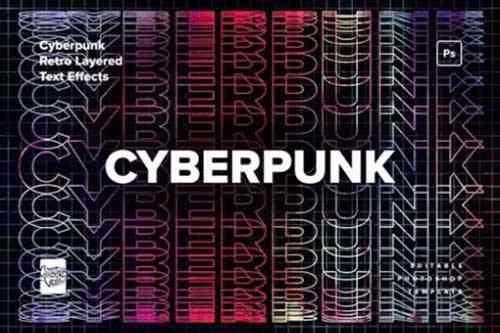Cyberpunk Retro Layered Text Effects