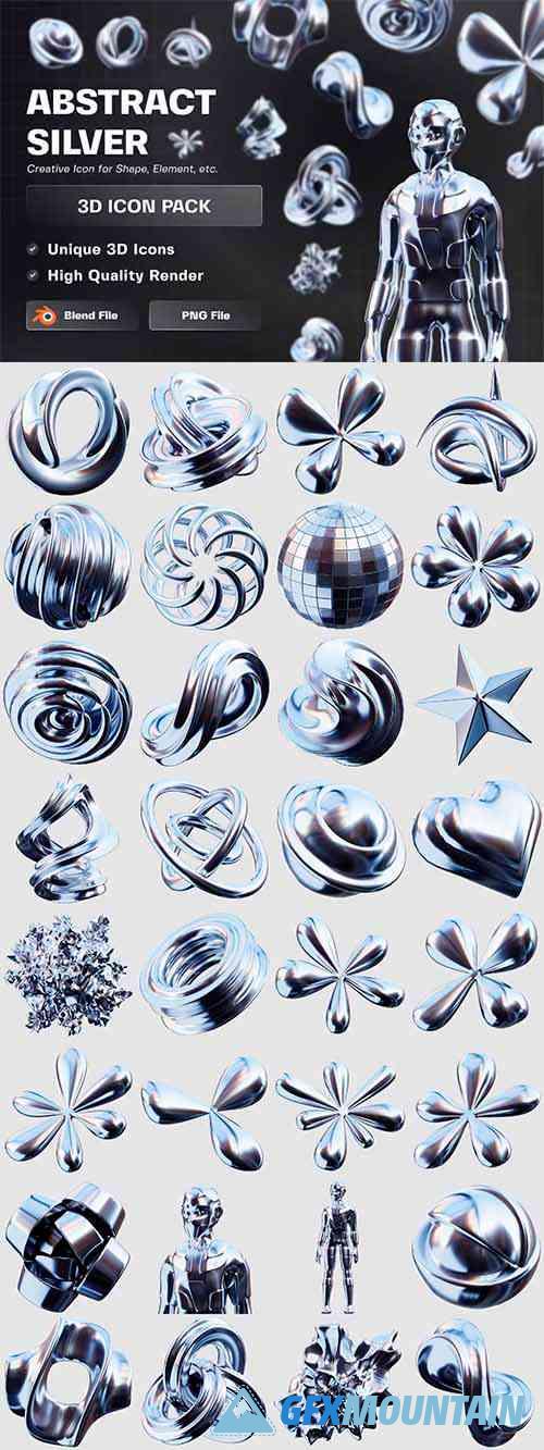 Abstract Silver 3D Illustration Pack