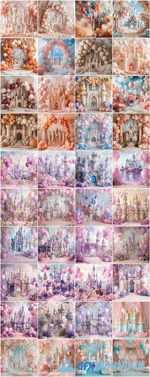 Dreamy Fairytale Castle Digital Backdrop Bundle