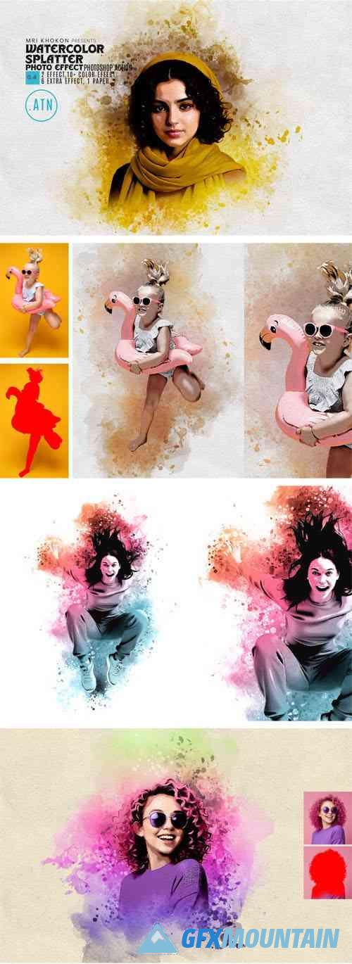 Watercolor Splatter Photo Effect