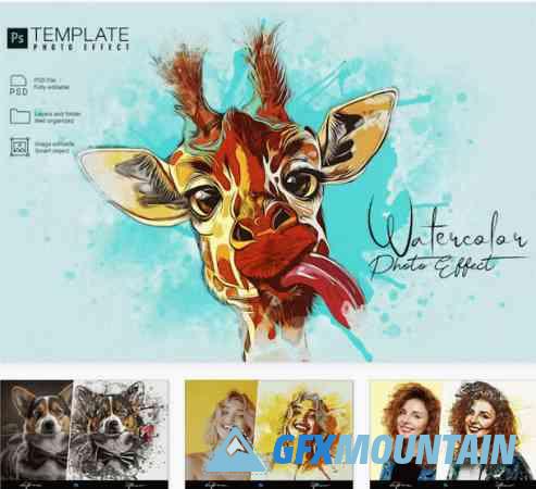 Watercolor Photo Effect Template