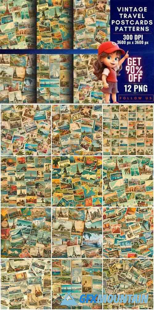 Vintage Travel Postcards Patterns Pack