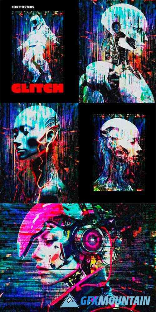 Glitch Pixels Screen Photo Effect