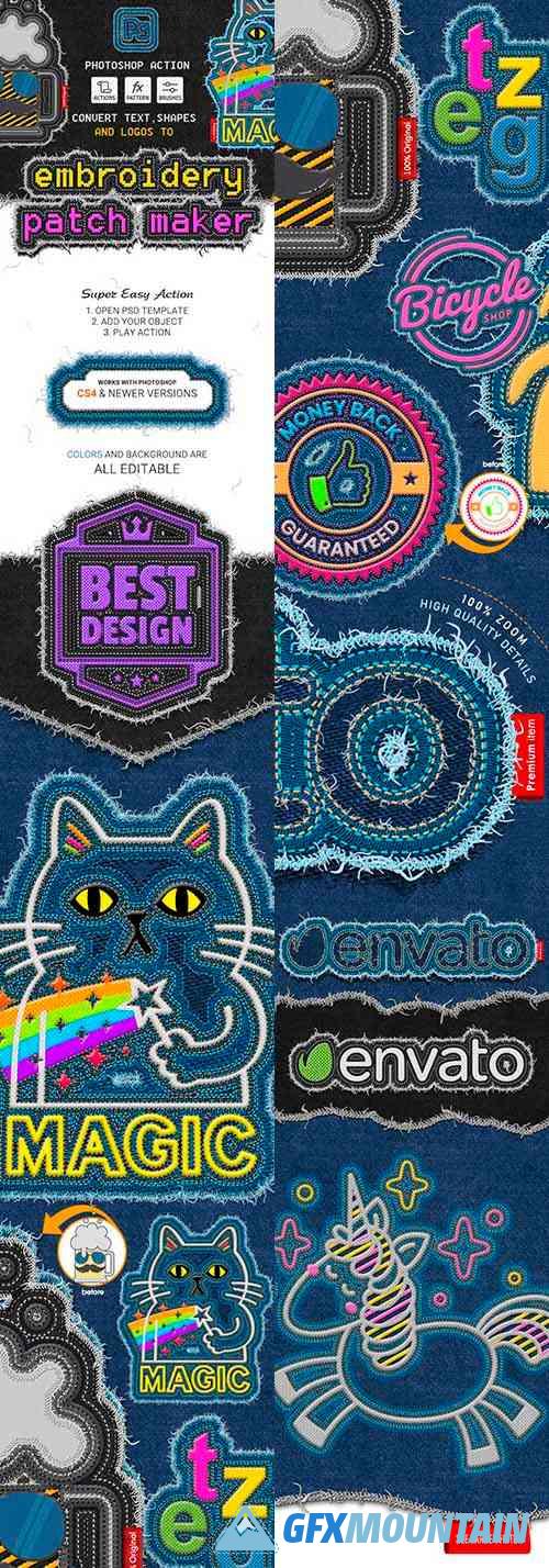 Embroidery Patch Maker Photoshop Action