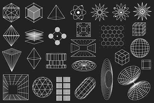 3D Cyberpunk Grid Y2k Wireframe