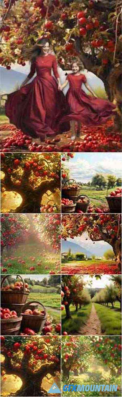 Apple Orchard V1 Digital Backdrop Bundle