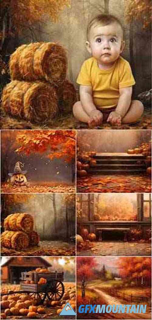 Dreamy Autumn V1 Digital Backdrop Bundle