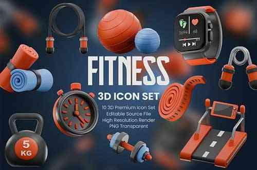 Fitness 3D Icon Set