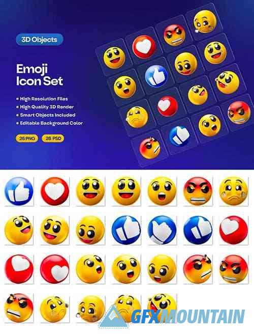 Emoji Icon 3D Illustration Set