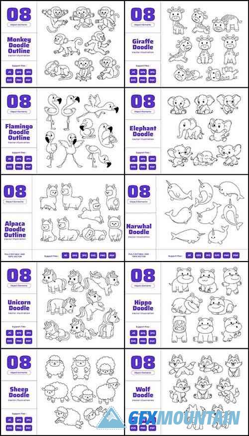 Animal Outline Coloring Book