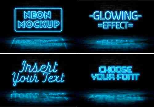 Neon Sign Text Effect Reflecting on the Ground Mockup