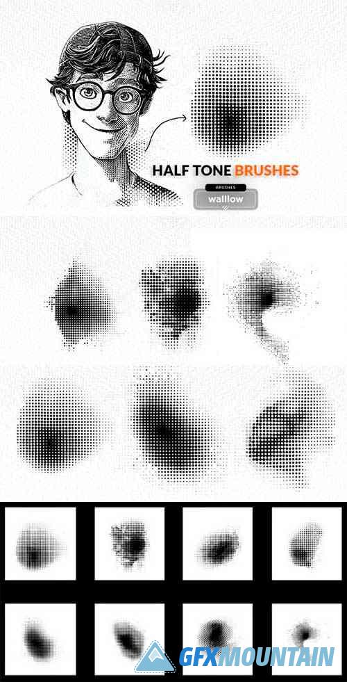 Halftone brushes for photoshop, Halftone patterns