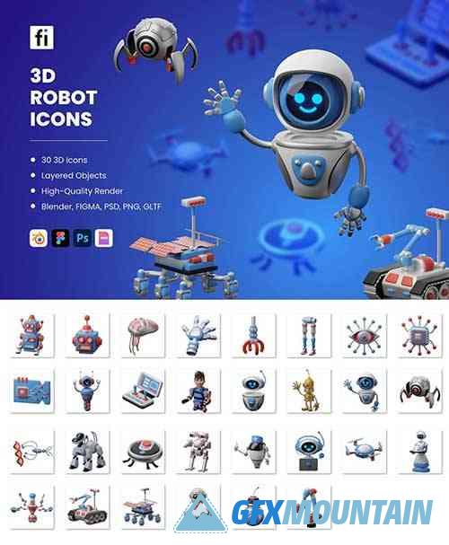 3D Robot Icons