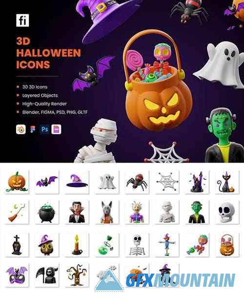 3D Halloween Icons