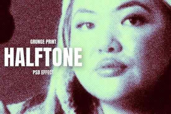 Grunge Printed Halftone PSD Photo Effect