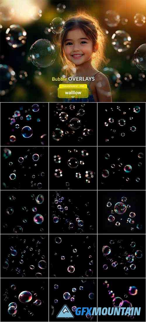 Realistic bubble PNG photo overlays