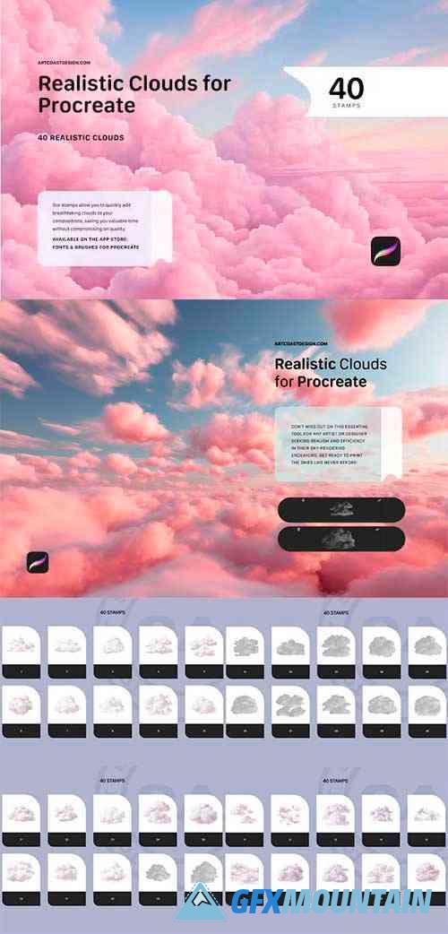 Realistic Clouds Stamps for Procreate
