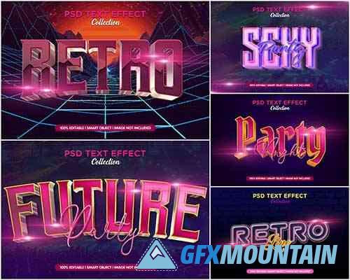 Retro Style Text Effect PSD Template Set