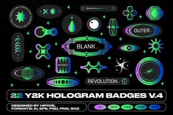 Y2K Hologram Badge Stickers